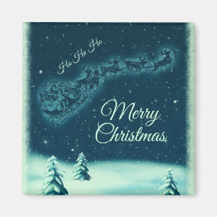 Imã Papai noel e seu céu nocturno do Natal das renas