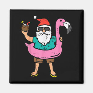 Imã Papai Noel em Flutuador de Flamingo Natal Bonito e