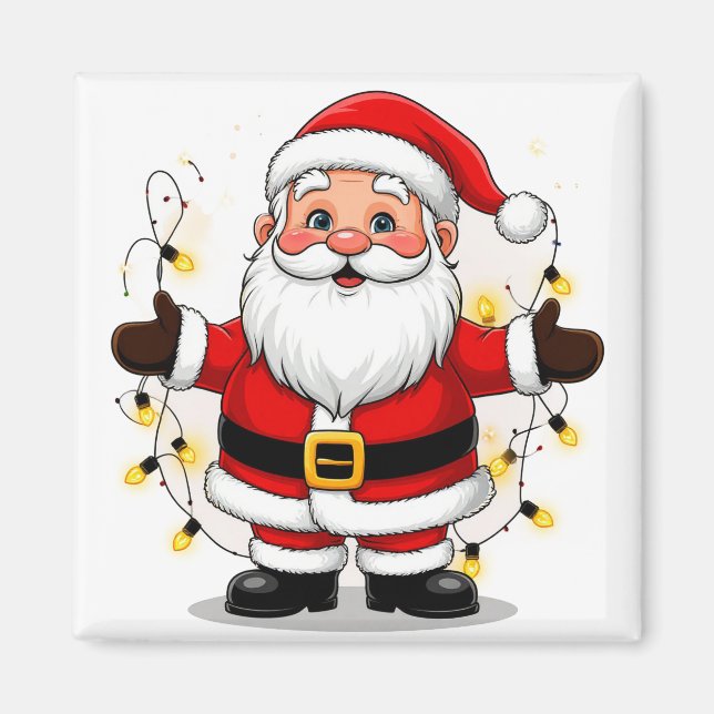 Imã Papai Noel em Pé com Luzes de Natal (Frente)