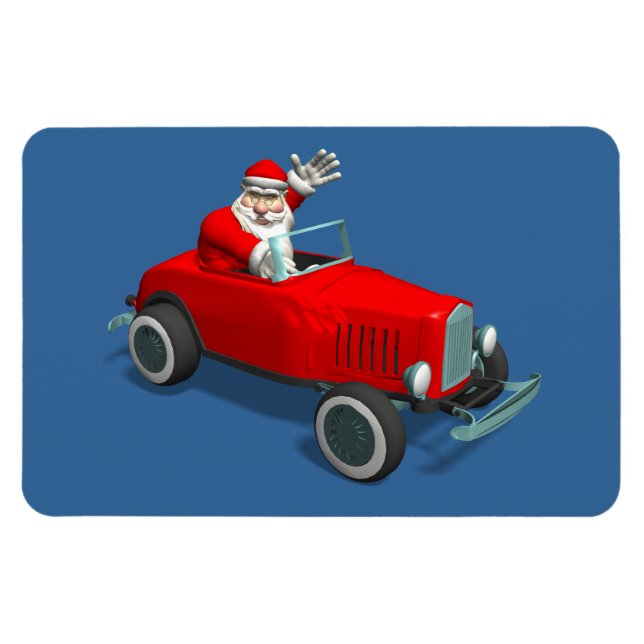 Ímã Papai Noel Em Red Hot Rod (Horizontal)