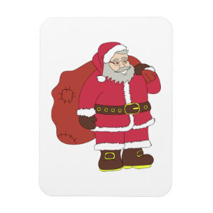 Ímã Papai Noel em vermelho com saco de presentes e ócu
