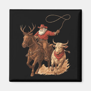 Imã Papai Noel Engraçado Cowboy Rodeio Rena Veado Ocid