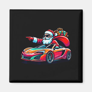 Imã Papai Noel engraçado de Natal dirigindo carro Srt