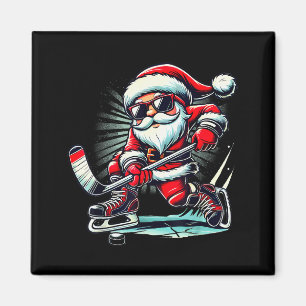 Imã Papai Noel Engraçado Jogando Amantes de Hóquei no 