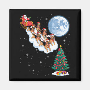 Imã Papai Noel engraçado montando árvore de cachorro p