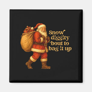 Imã Papai Noel engraçado na neve prestes a embolsar
