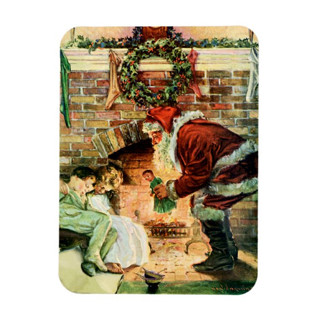 Ímã Papai Noel Entregando Presentes (Vertical)