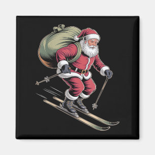 Imã Papai Noel Esquiando Encostas Nevadas