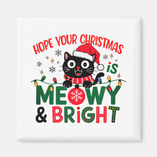 Imã Papai Noel Gato Preto 'Meowy & Bright' Natal
