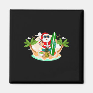 Imã Papai Noel havaiano de surfe ou Natal na praia de 