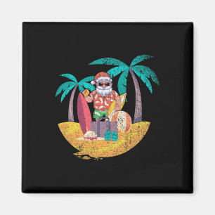 Imã Papai Noel Havaiano Natal Tropical Verão Surfando 
