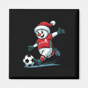 Imã Papai Noel Homem de Neve Jogando Futebol Engraçado