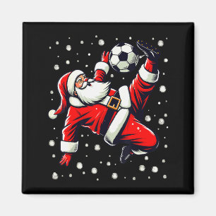 Imã Papai Noel joga futebol bicicleta kick, Natal Mulh