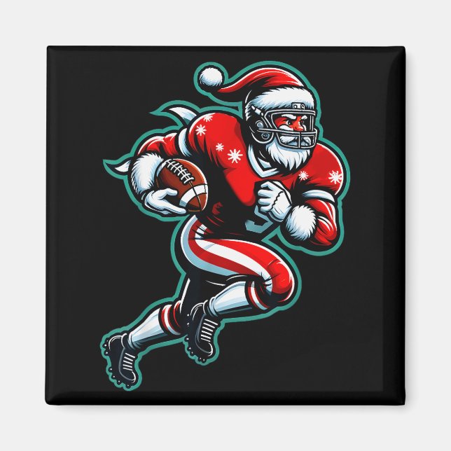Imã Papai Noel Jogando Futebol Americano Natal Mulhere (Frente)