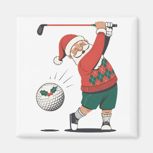 Imã Papai Noel Jogando Golfe Jogador de Golfe Natal