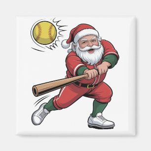 Imã Papai Noel Jogando Softbol Jogador de Natal Esport