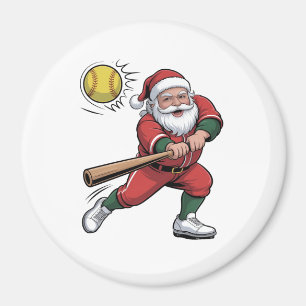 Imã Papai Noel Jogando Softbol Jogador de Natal Esport