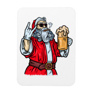 Ímã Papai Noel Mau, Rocha, Cerveja e Charuto