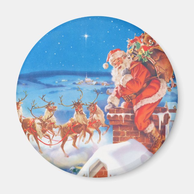 Imã Papai Noel No Telhado Na Véspera De Natal (Frente)