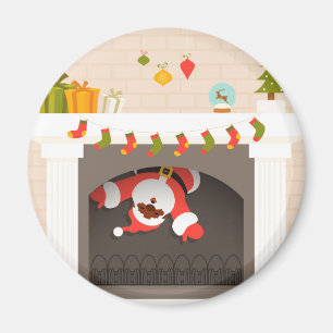 Imã papai noel preto colado na lareira