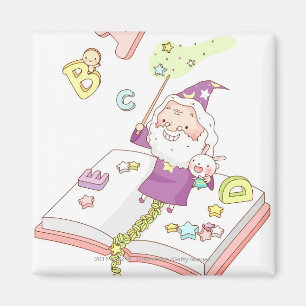 Imã Papai Noel que senta-se no livro