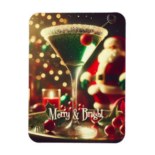 Ímã Papai Noel Retro dos Anos 50 Martini Verde de Nata