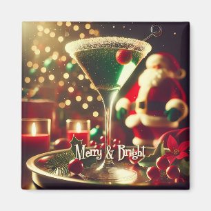 Imã Papai Noel Retro dos Anos 50 Martini Verde de Nata