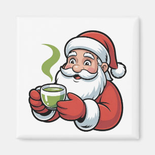 Imã Papai Noel segurando um Natal para Beber Matcha