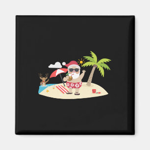 Imã Papai Noel Surfando Havaiano