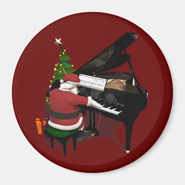 Imã Papai Noel Tocando Piano (Frente)