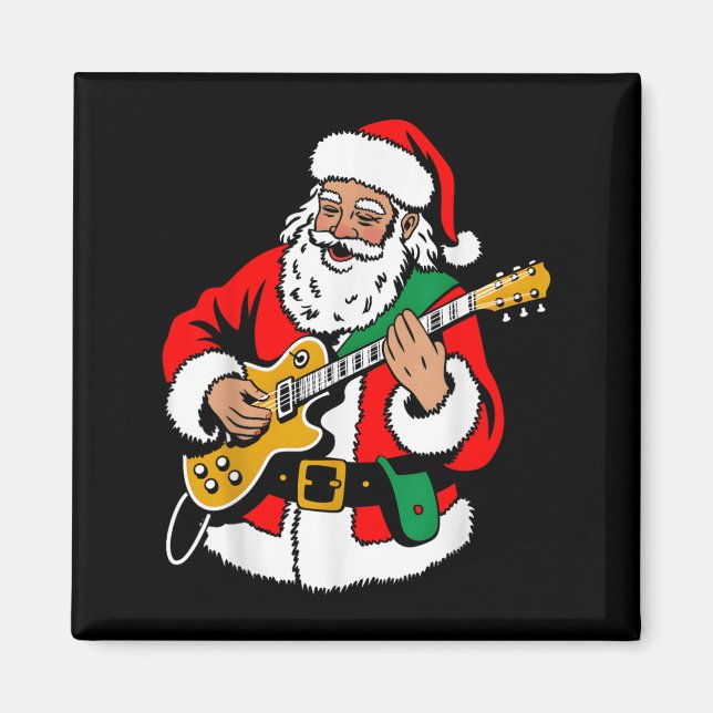 Imã Papai Noel Tocando Violão Rock Vibrações De Natal  (Frente)