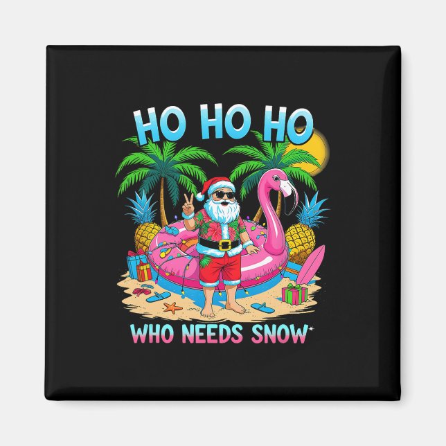 Imã Papai Noel Tropical Engraçado Presente de Natal de (Frente)