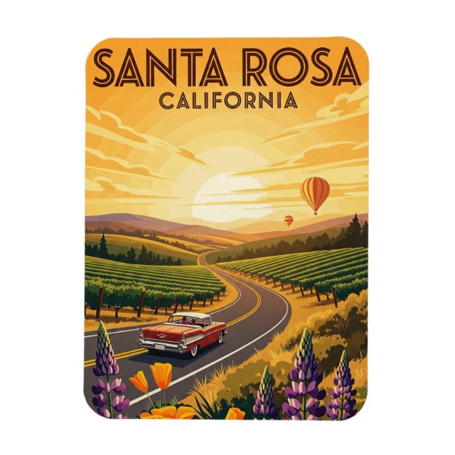 Ímã Papai noel Viagem de Rosa California (Vertical)