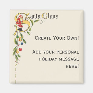 Imã Papai Noel Vintage, Borda de Natal Decorativa