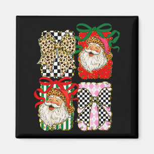 Imã Papai Noel Vintage Coquette Bow Leopard Pré-Natal