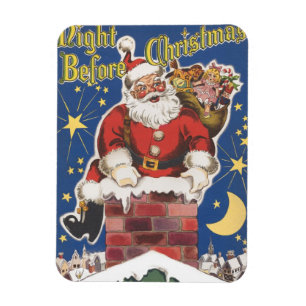 Ímã Papai Noel Vintage, Era a Noite Antes do Natal