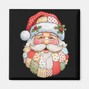 Imã Papai Noel Vintage Remendo de Tecido Arte Folclóri
