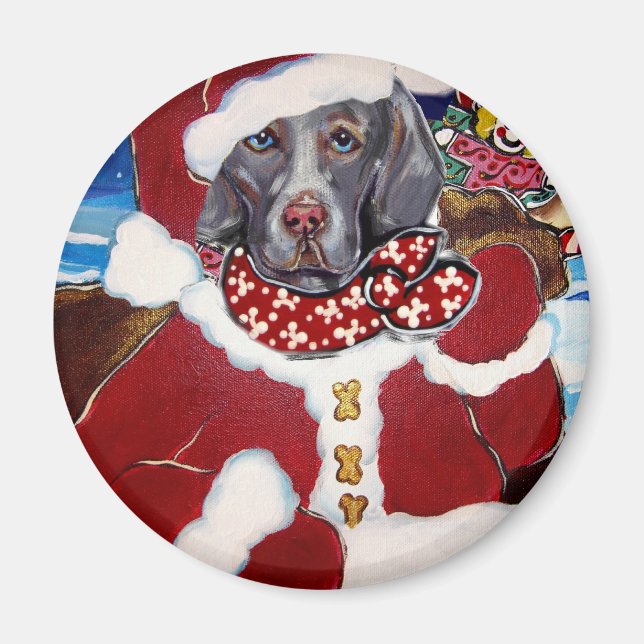 Imã Papai Noel Weimaraner (Frente)
