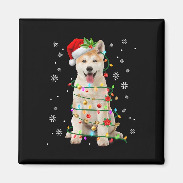 Imã Papais noeis Akita Natal Luz Xmas Cachorros Homens (Frente)