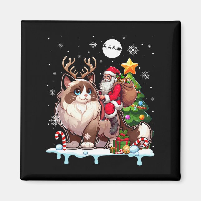 Imã Papais noeis Andando Ragdoll Cat Xmas Tree Colorf (Frente)