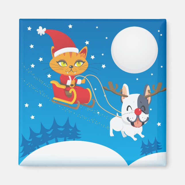 Imã Papais noeis Cat Sleigh (Frente)