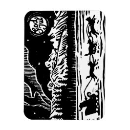 Ímã Papais noeis com Cachorro no Impressão do Lino Árt