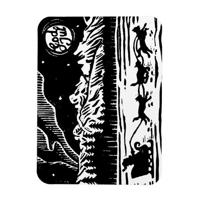 Ímã Papais noeis com Cachorro no Impressão do Lino Árt (Vertical)