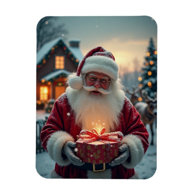 Ímã Papais noeis dando presentes de Natal (Vertical)