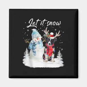 Imã Papais noeis de Borda Collie Cão de Natal Snowman