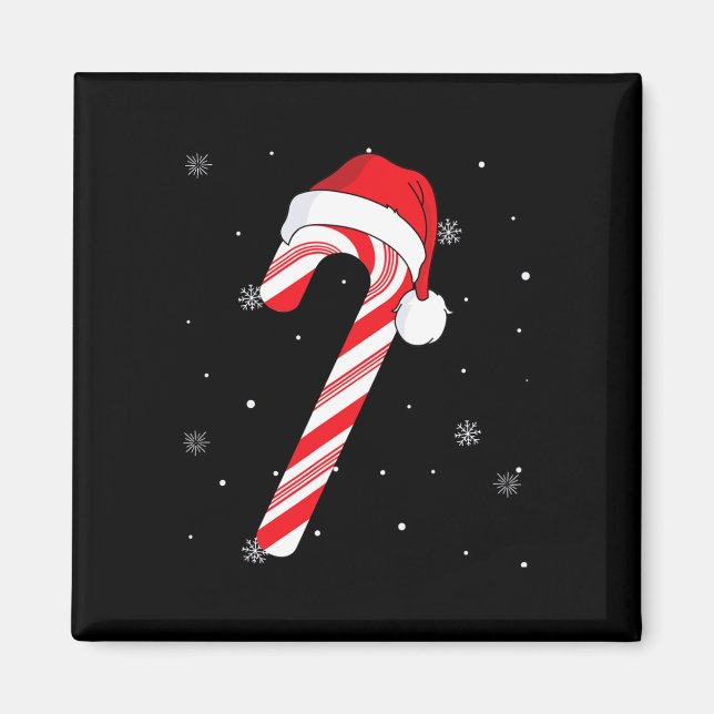 Imã Papais noeis De Canas Vermelhas E Brancas De Natal (Frente)