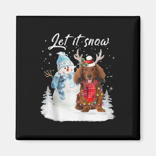 Imã Papais noeis de Dachshund de Cabelo Vermelho Cão N (Frente)