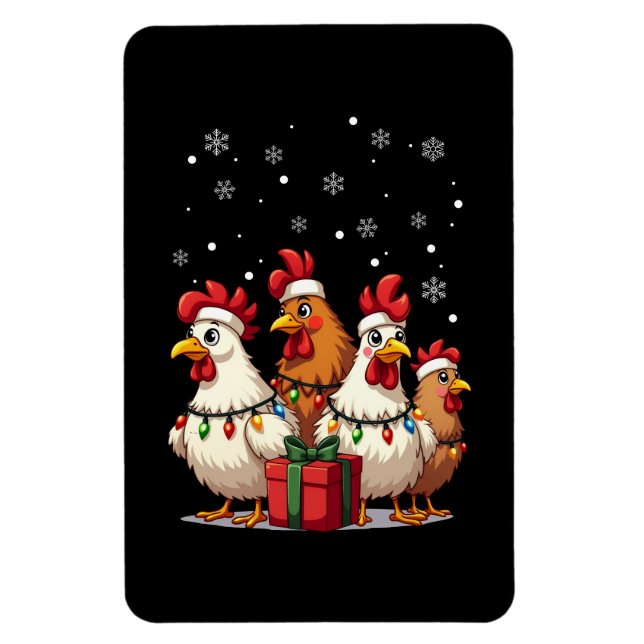 Ímã Papais noeis de frango à luz do Natal Engraçados (Vertical)