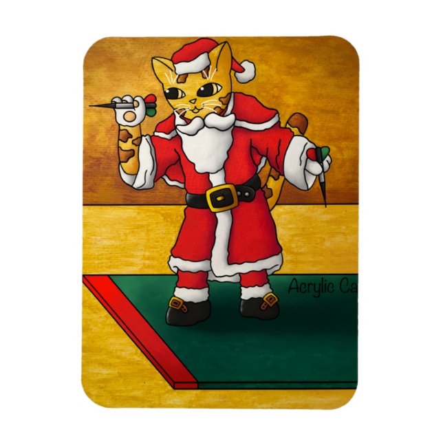 Ímã Papais noeis de Natal Darts Cat Magnet (Vertical)