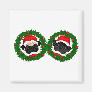 Imã Papais noeis de Pug Preto e Pug Culpados de Natal